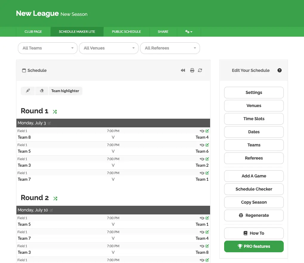 League & Tournament Schedule Generator | LeagueLobster